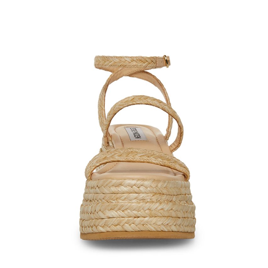 Steve Madden Abundant Natural Raffia Wedge Dame Beige | OVJYT9243