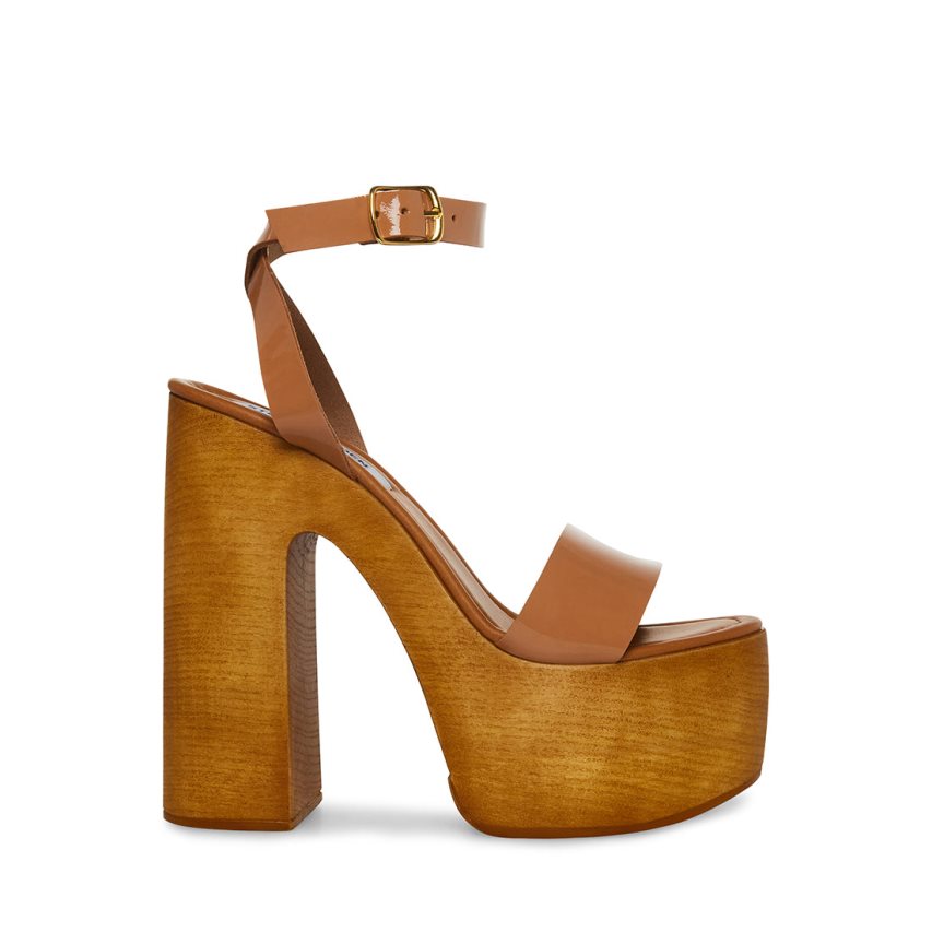 Steve Madden Alessia Patent Sandaler med Hæl Dame Brune | SACYP1082