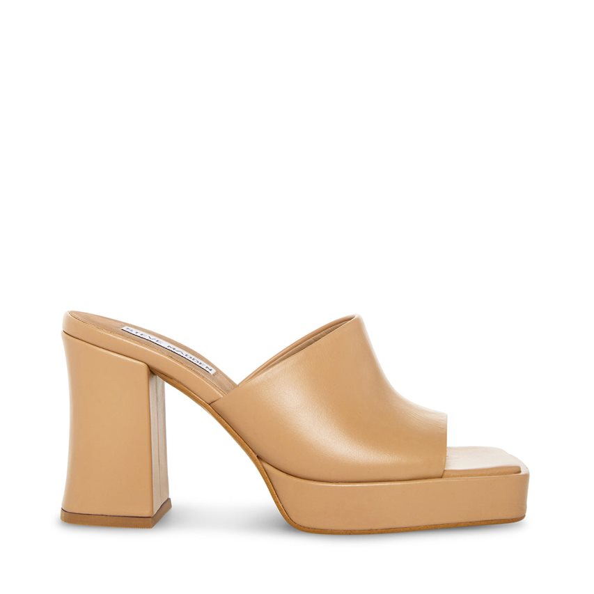 Steve Madden Alex Natural Lær Mules Sko Dame Beige | LOJTR4807