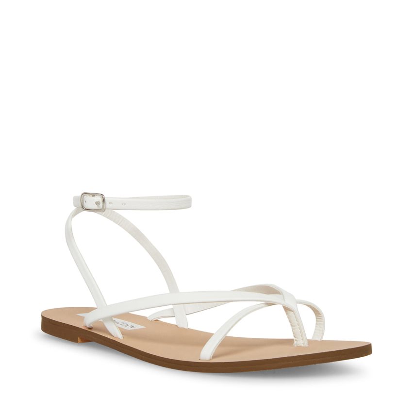 Steve Madden Amuse Flate Sandaler Dame Hvite | XCBFS0948