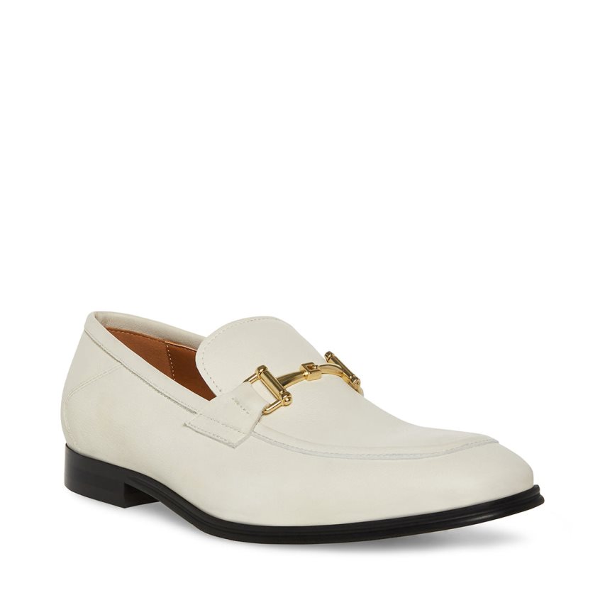 Steve Madden Archee Lær Loafers Herre Hvite | IZUVO6038