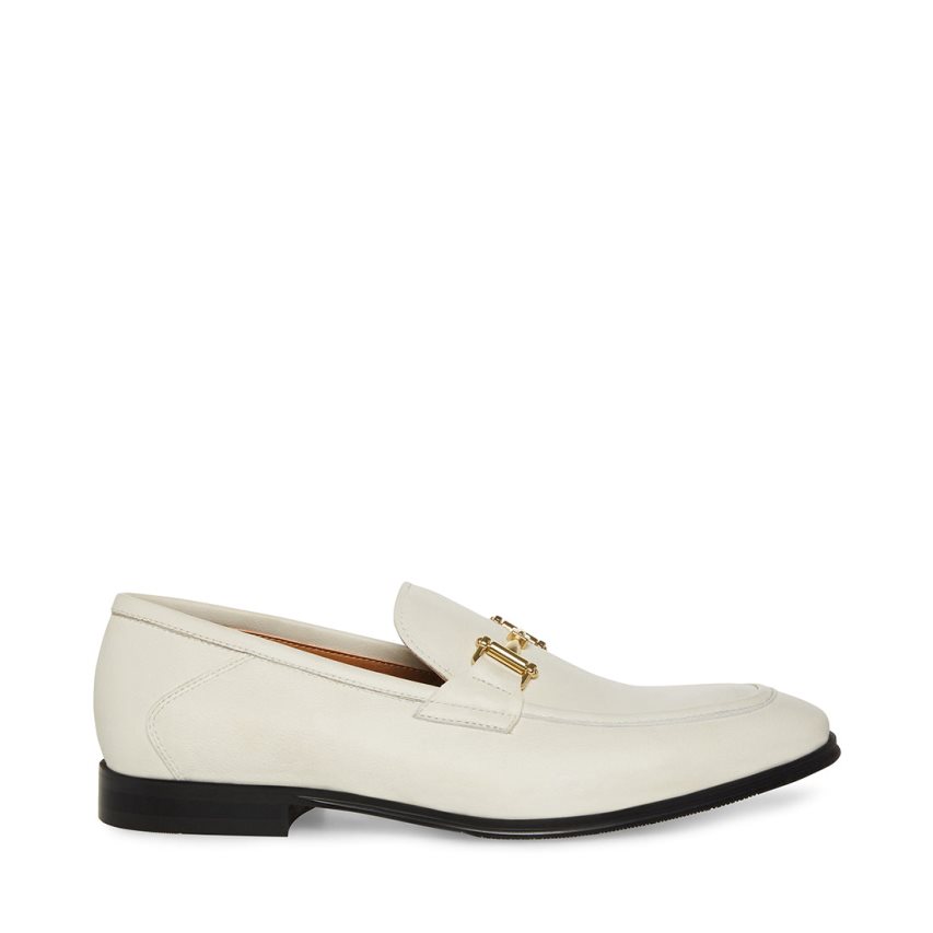 Steve Madden Archee Lær Loafers Herre Hvite | IZUVO6038