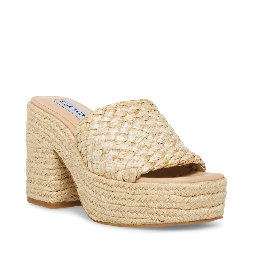 Steve Madden Atlantic Raffia Platåsandaler Dame Beige | QLPRV0946