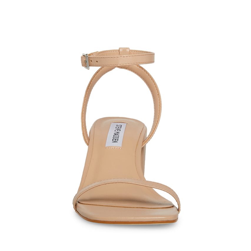 Steve Madden Audrina Natural Lær Sandaler med Hæl Dame Beige | QJGBP7264