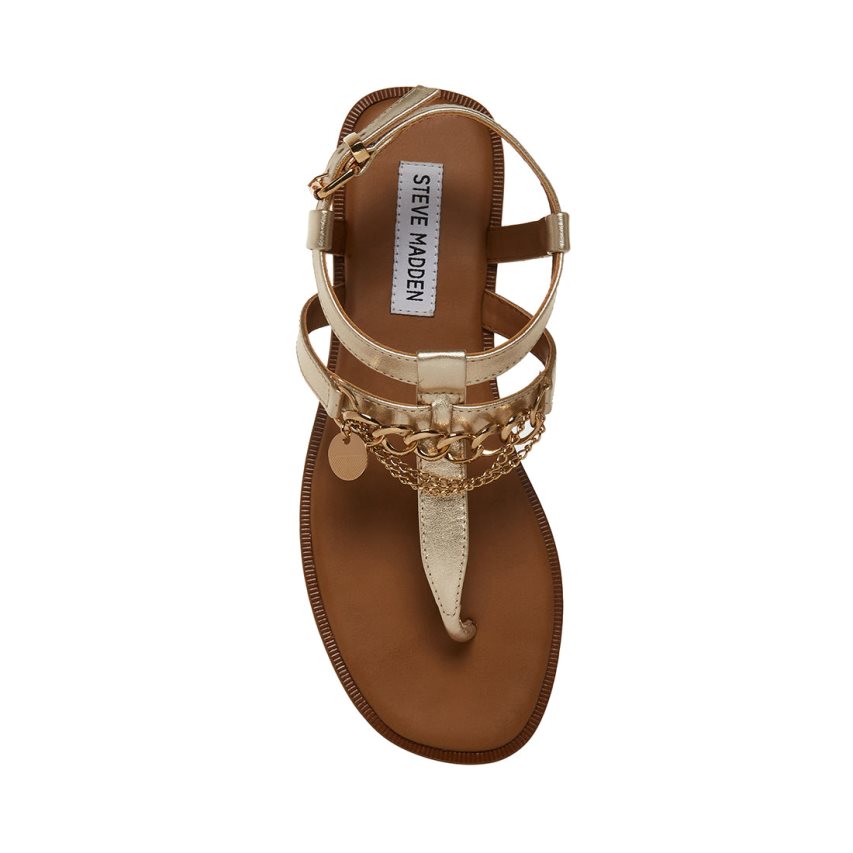 Steve Madden Azalia Lær Flate Sandaler Dame Gull | OUBEG1274