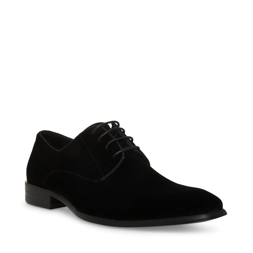 Steve Madden Beaux-v Velvet Derby Sko Herre Svarte | MLEJQ6319