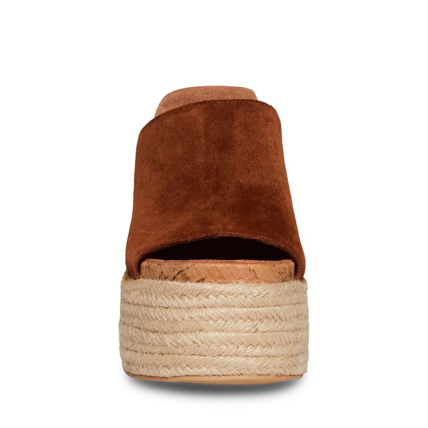 Steve Madden Becca Chestnut Semsket Skinn Platåsandaler Dame Brune | QORVE1470