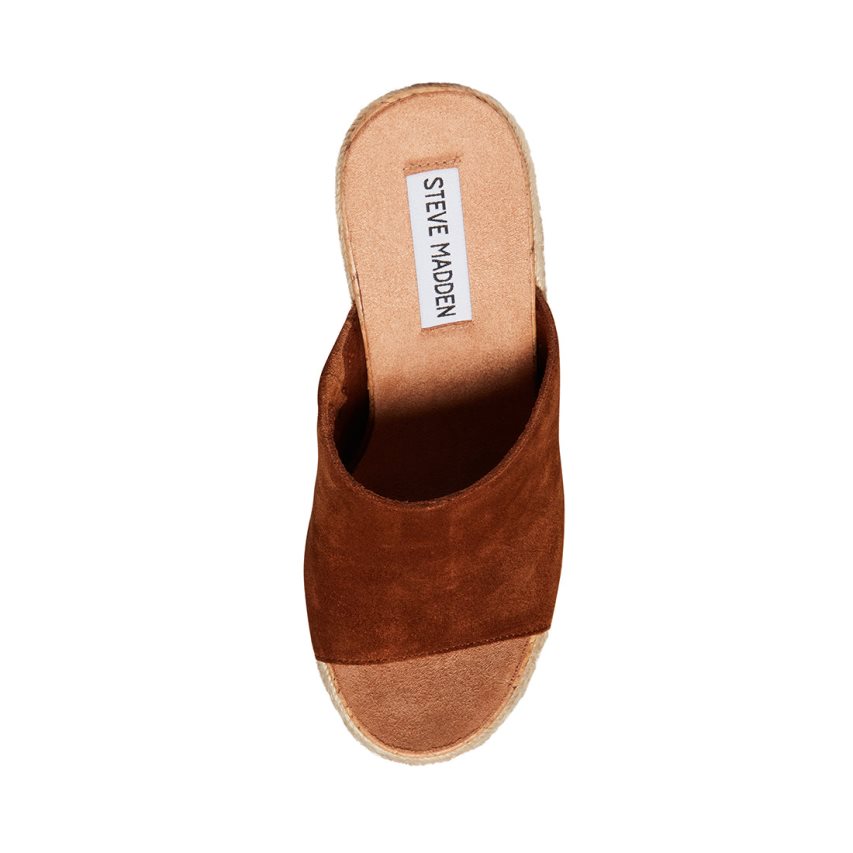 Steve Madden Becca Chestnut Semsket Skinn Platåsandaler Dame Brune | QORVE1470