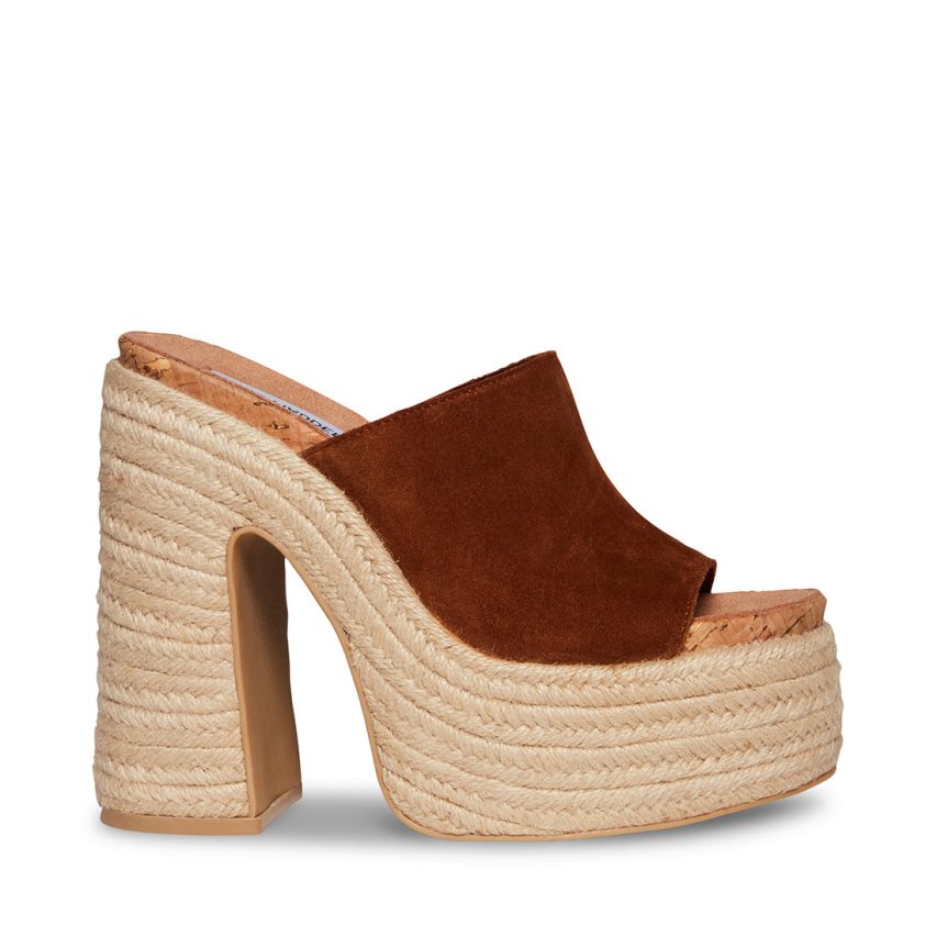 Steve Madden Becca Chestnut Semsket Skinn Platåsandaler Dame Brune | QORVE1470