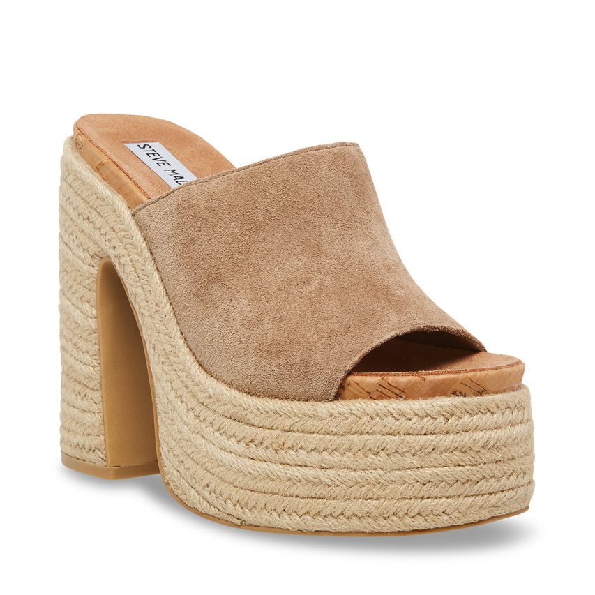 Steve Madden Becca Semsket Skinn Platåsandaler Dame Lyse Brune | EPMYI0289