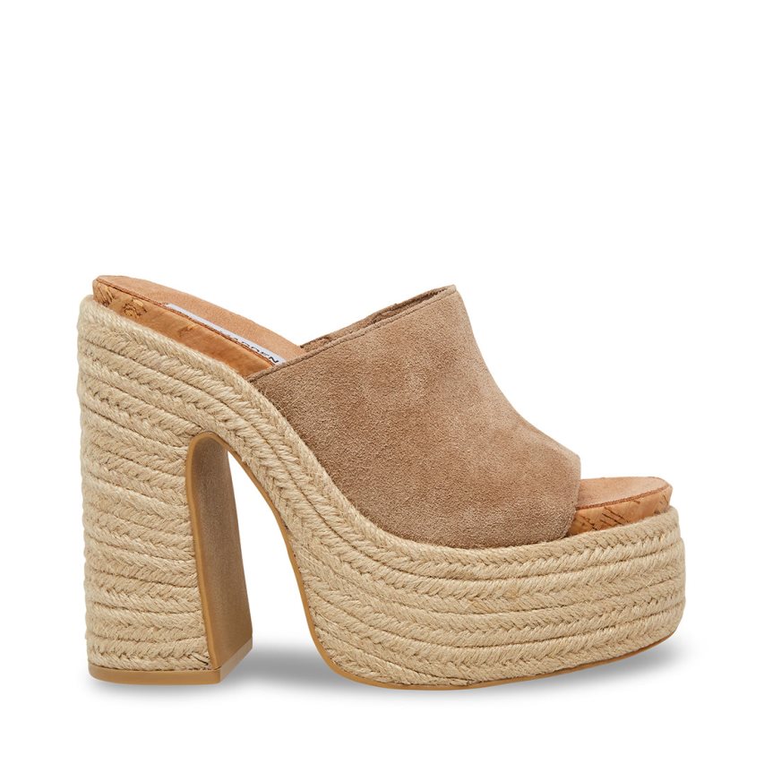 Steve Madden Becca Semsket Skinn Platåsandaler Dame Lyse Brune | EPMYI0289