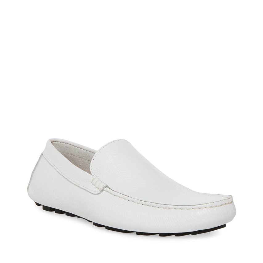 Steve Madden Bergamo Lær Loafers Herre Hvite | ZQHDK7315