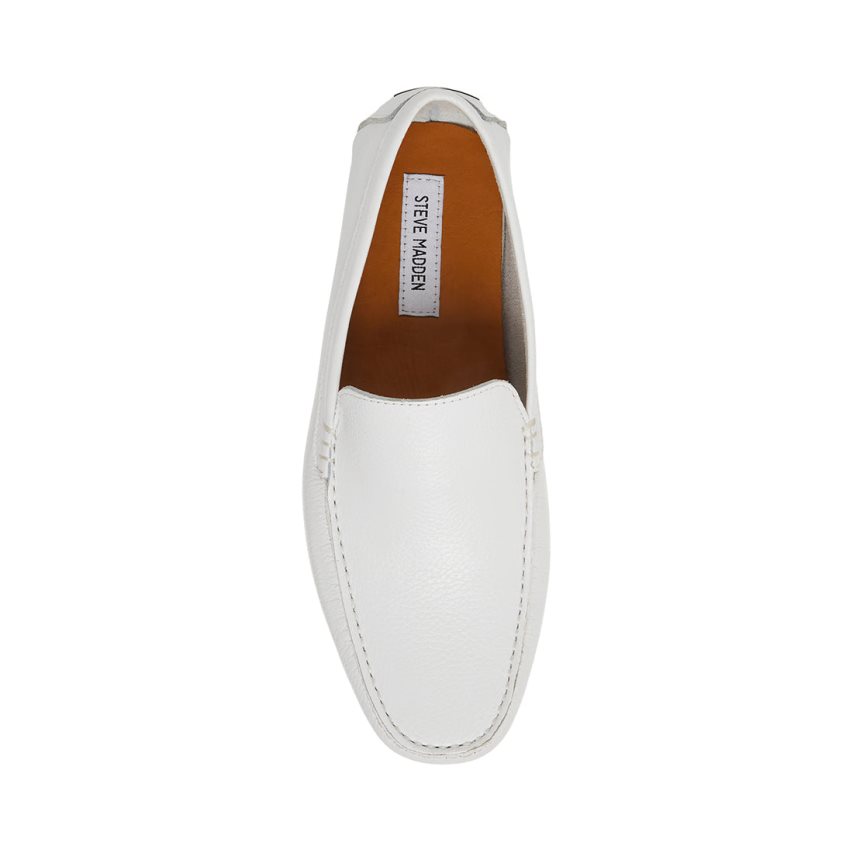 Steve Madden Bergamo Lær Loafers Herre Hvite | ZQHDK7315