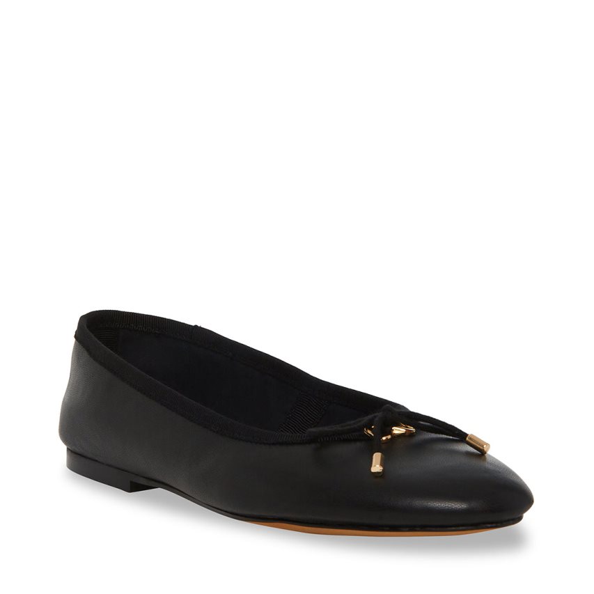 Steve Madden Blossoms Lær Ballerinasko Dame Svarte | MCIGF7604