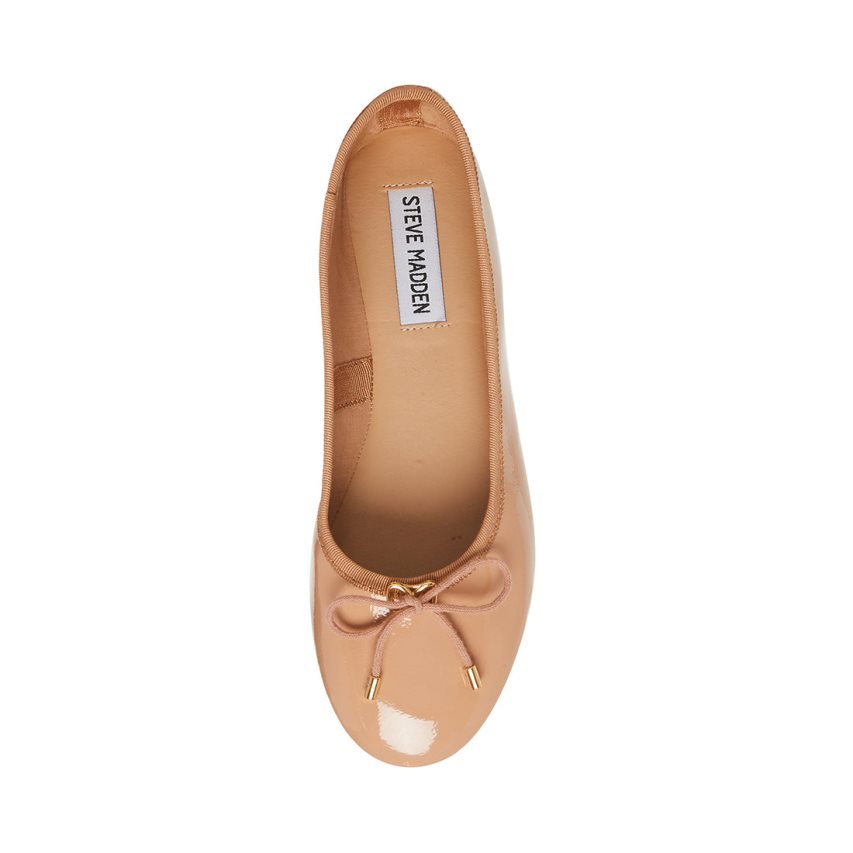 Steve Madden Blossoms Patent Ballerinasko Dame Beige | NUXCG4521