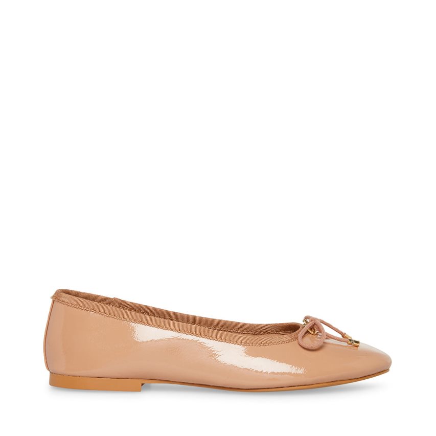 Steve Madden Blossoms Patent Ballerinasko Dame Beige | NUXCG4521