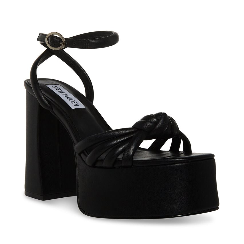 Steve Madden Bonnie Sandaler med Hæl Dame Svarte | HQJEZ5692