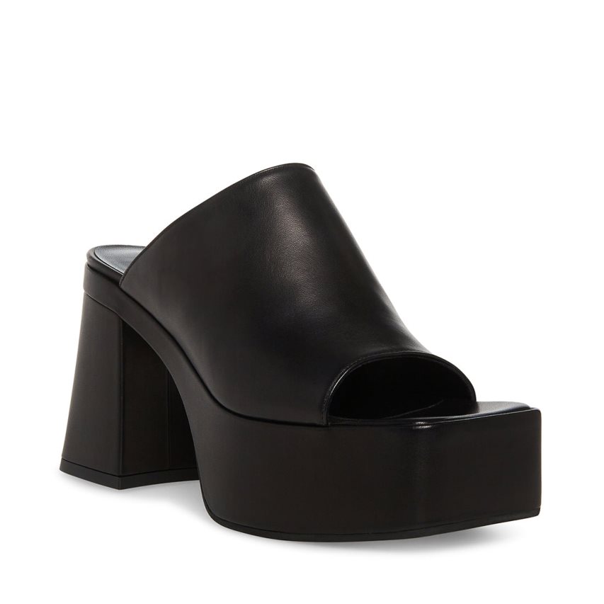 Steve Madden Capria Lær Platåsandaler Dame Svarte | SJNPH6314