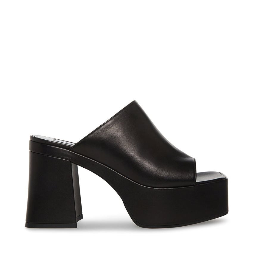 Steve Madden Capria Lær Platåsandaler Dame Svarte | SJNPH6314