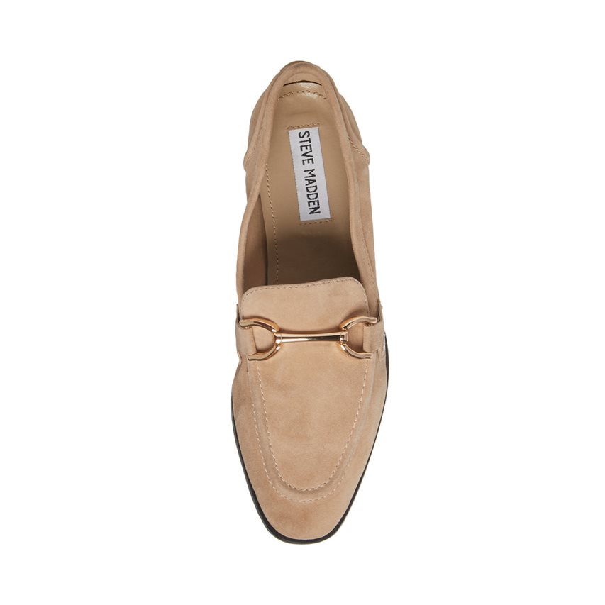 Steve Madden Carrine Semsket Skinn Loafers Dame Beige | NTLZK5391