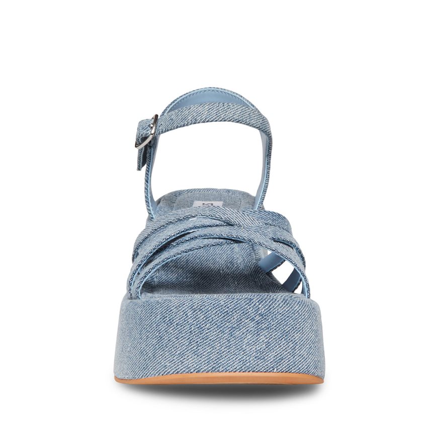 Steve Madden Crazy30 Denim Fabric Platåsandaler Dame Blå | JUNKV5819