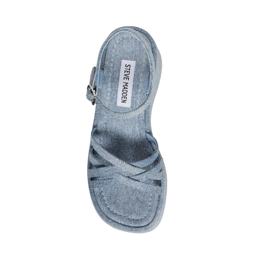 Steve Madden Crazy30 Denim Fabric Platåsandaler Dame Blå | JUNKV5819