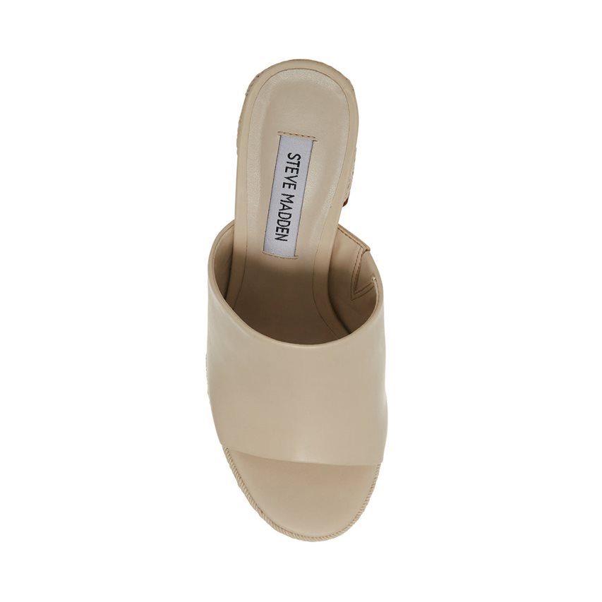 Steve Madden Darby Lær Mules Sko Dame Beige | QSDHW3572