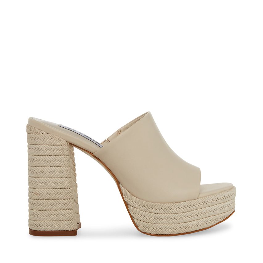 Steve Madden Darby Lær Mules Sko Dame Beige | QSDHW3572