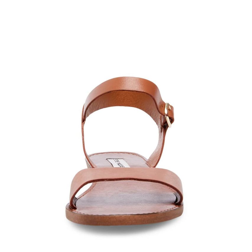 Steve Madden Donddi Lær Flate Sandaler Dame Brune | EHNLQ9150