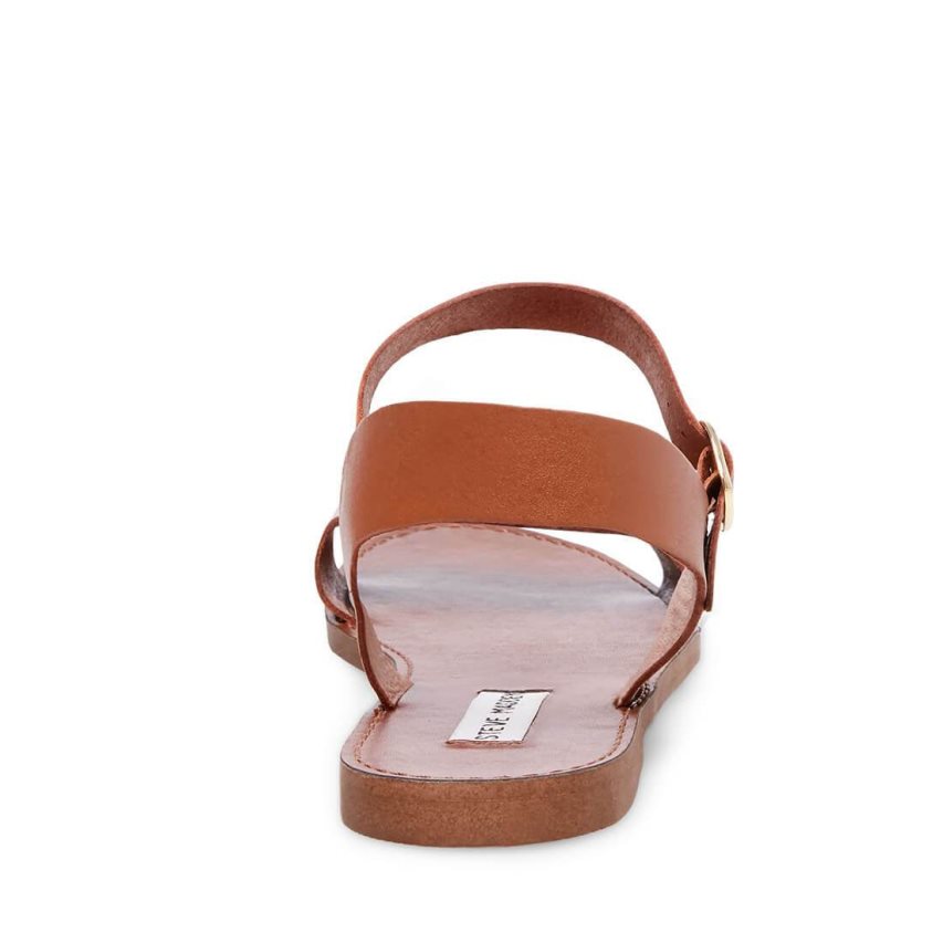 Steve Madden Donddi Lær Flate Sandaler Dame Brune | EHNLQ9150