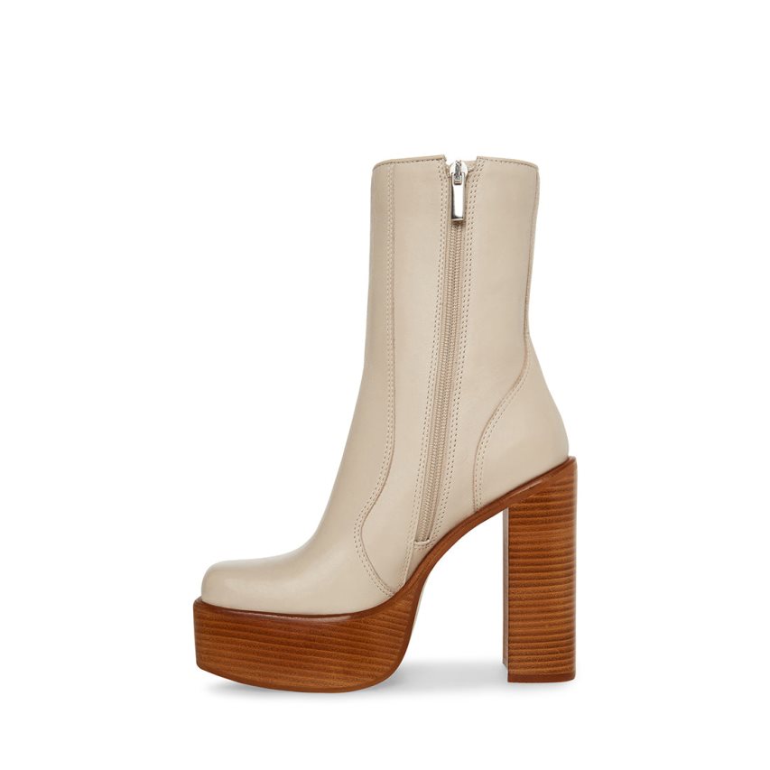 Steve Madden Dwane Lær Ankelstøvletter Dame Beige | FTXYJ9712