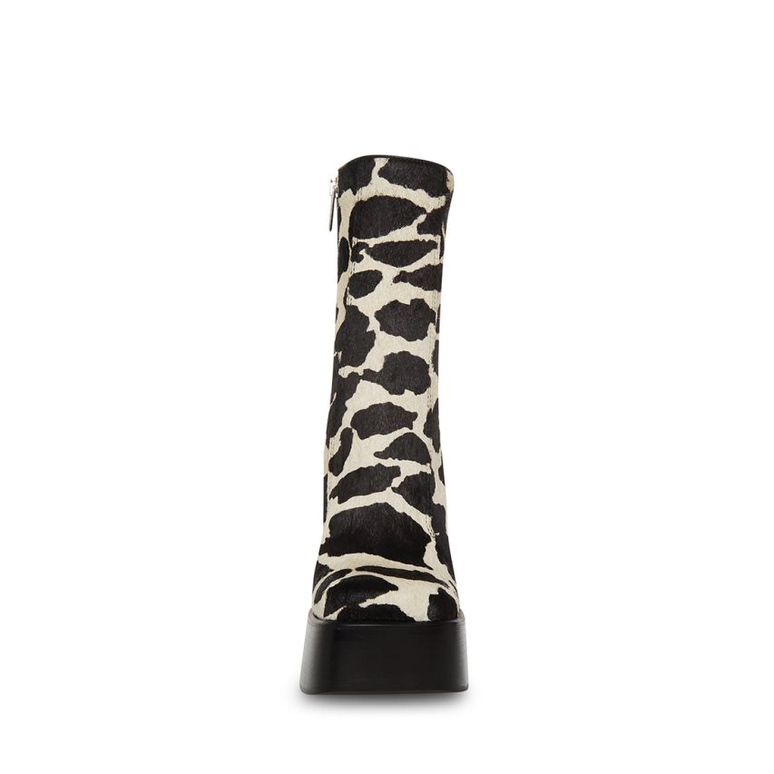 Steve Madden Dwane-c Cow Print Ankelstøvletter Dame Svarte Hvite | RWXKM8946