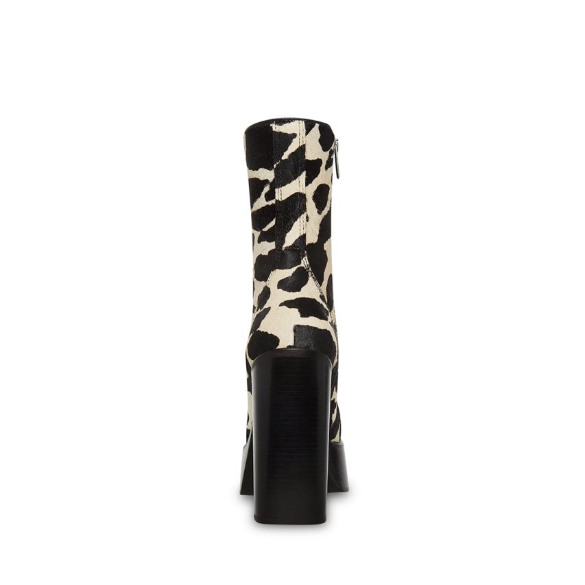 Steve Madden Dwane-c Cow Print Ankelstøvletter Dame Svarte Hvite | RWXKM8946