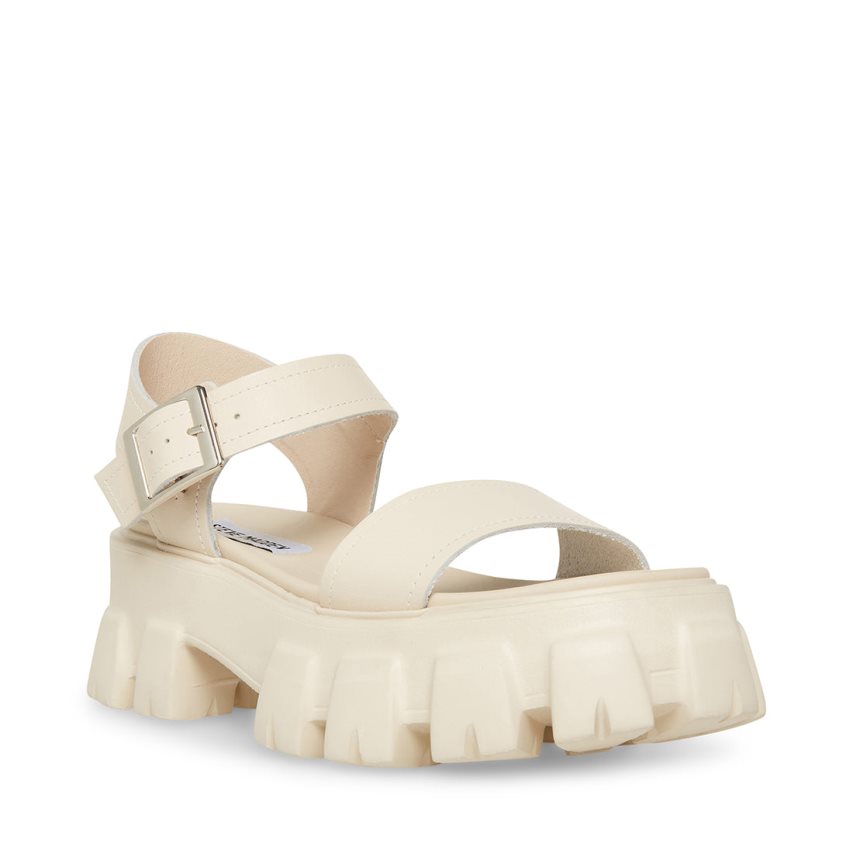 Steve Madden Ellie Lær Platåsandaler Dame Hvite | KWVYS1462