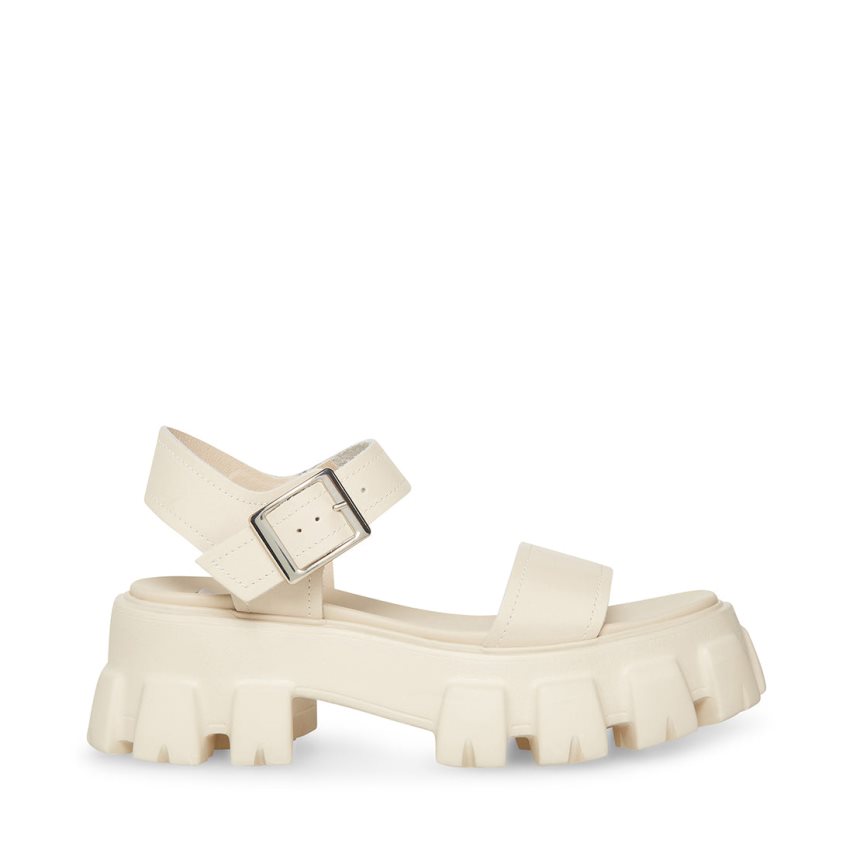 Steve Madden Ellie Lær Platåsandaler Dame Hvite | KWVYS1462