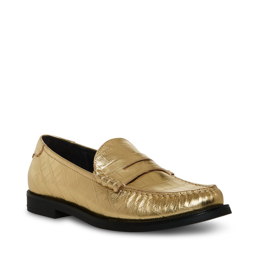 Steve Madden Emmet Crocodile Loafers Dame Gull | ATBJI2704