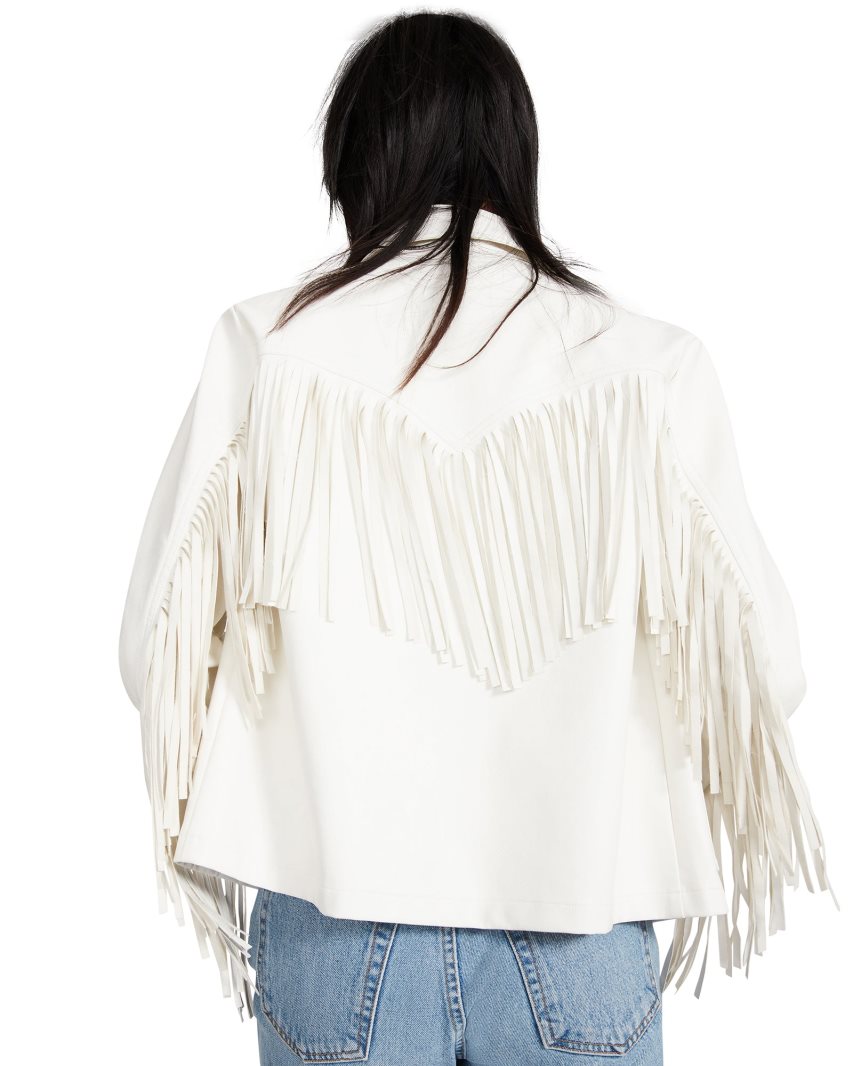 Steve Madden Fringe Jakke Dame Hvite | EKNFY3481