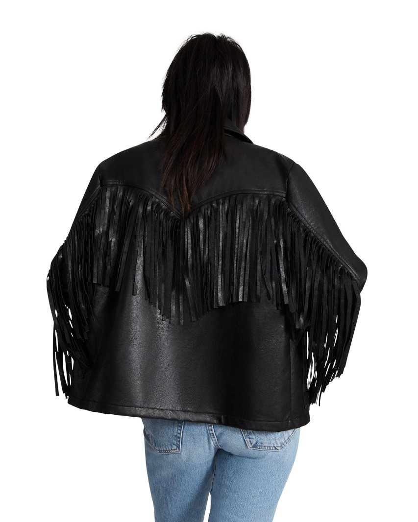 Steve Madden Fringe Jakke Dame Svarte | SJDRQ8156