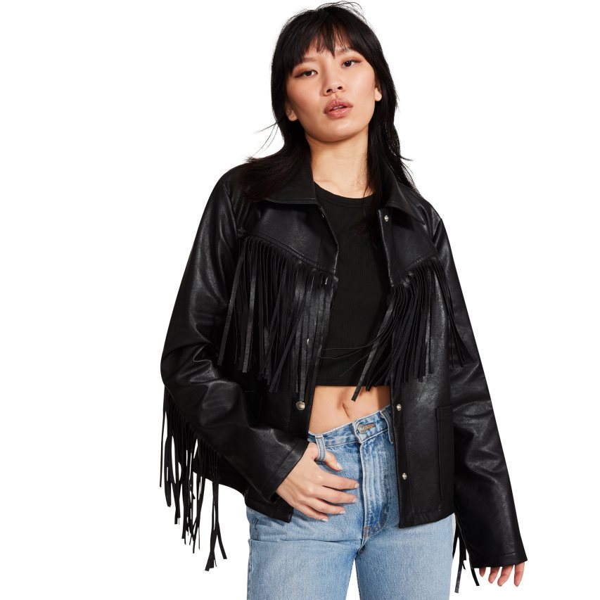 Steve Madden Fringe Jakke Dame Svarte | SJDRQ8156