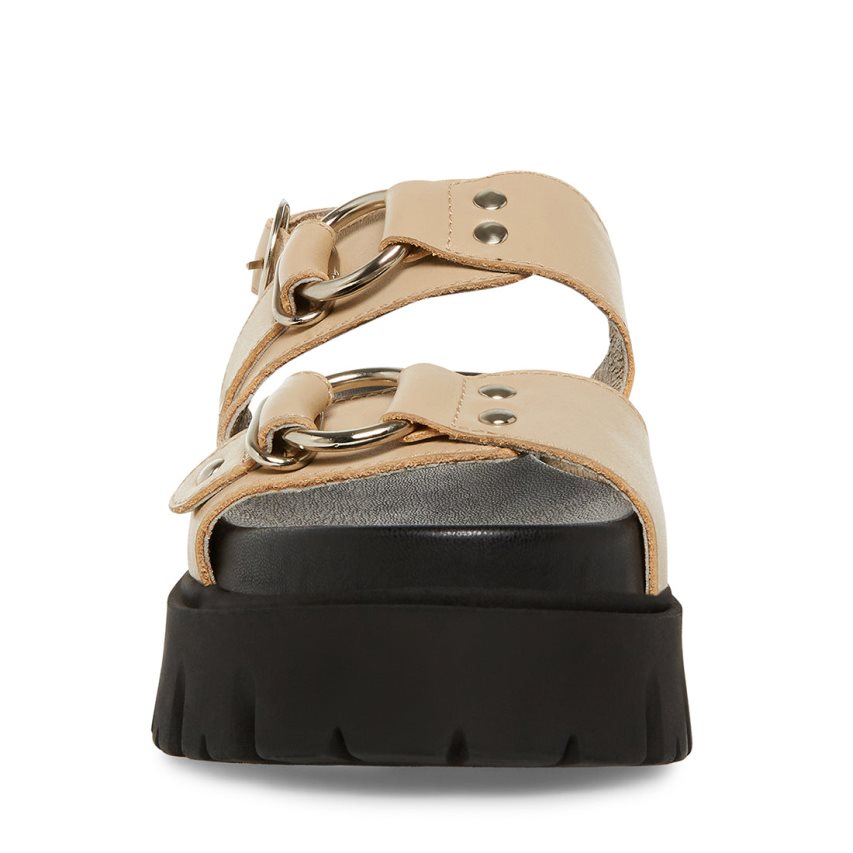 Steve Madden Garrick Lær Platåsandaler Dame Khaki | DMSNW1570