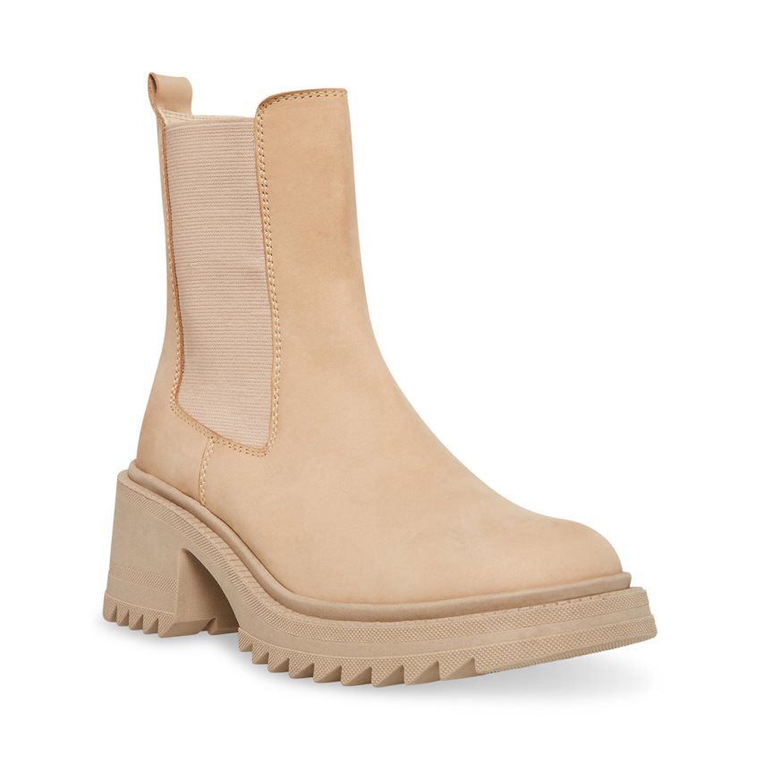 Steve Madden Garth Lær Chelsea Støvler Dame Beige | NUZYM9012