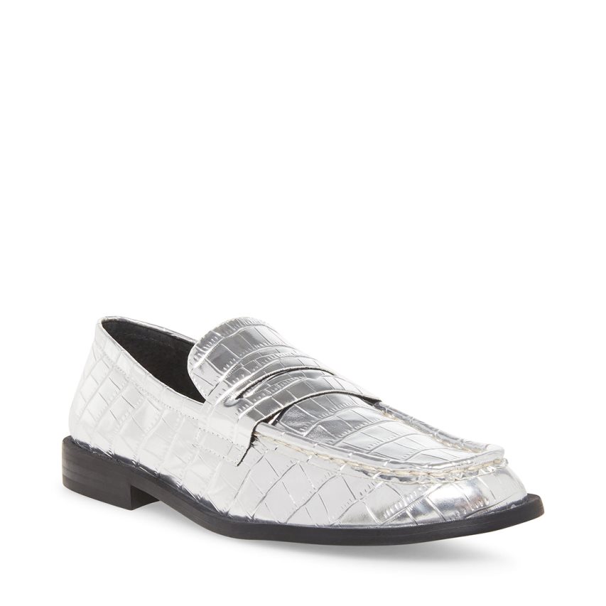 Steve Madden Goodman Crocodile Loafers Dame Sølv | TVSHQ9046