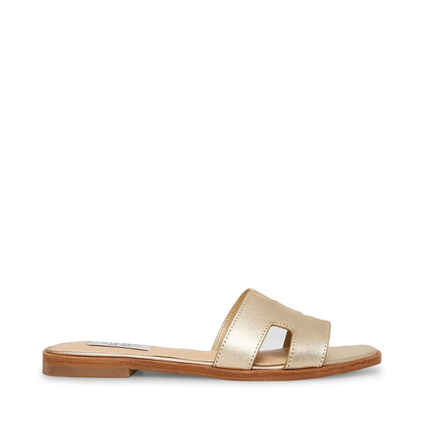 Steve Madden Hadyn Lær Badesandaler Dame Gull | VKSPX8413