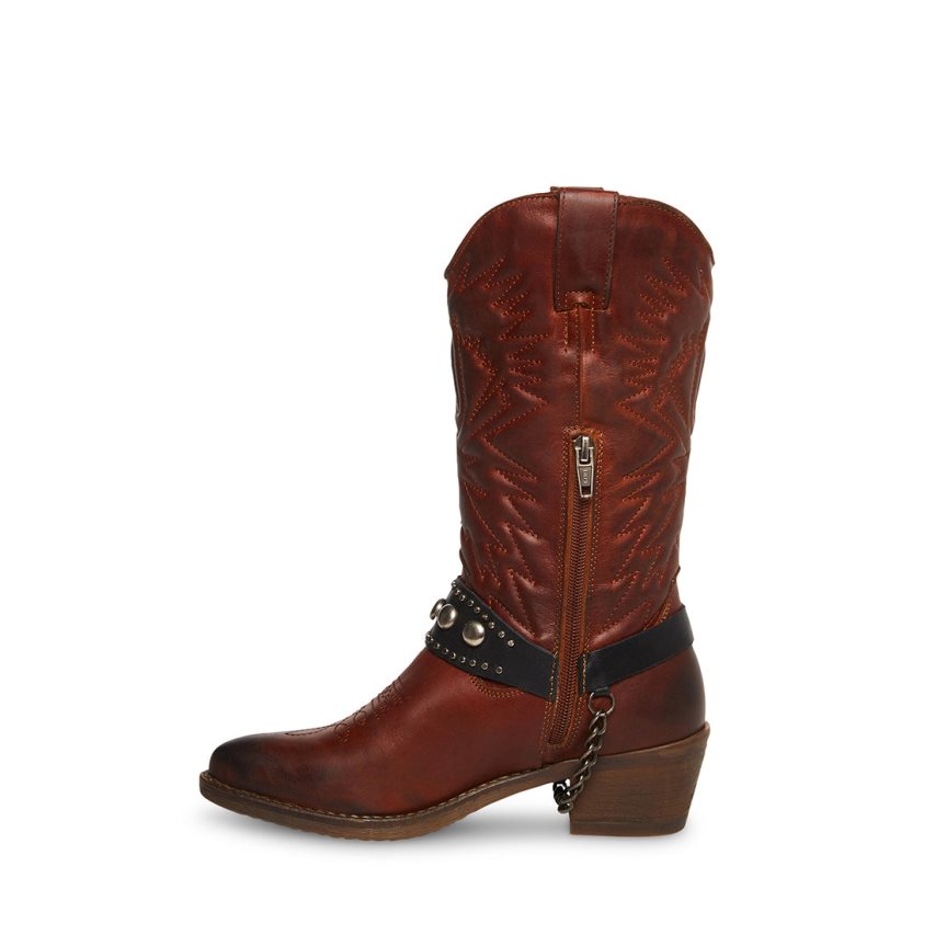 Steve Madden Harrison Lær Høye Støvletter Dame Brune | SQHNO2160