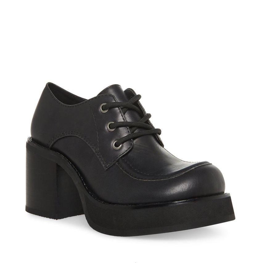 Steve Madden Hollace Lær Platform Sko Dame Svarte | NOASW2458