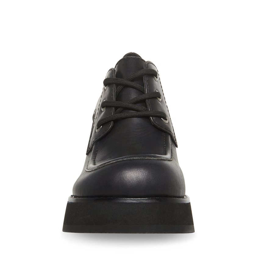 Steve Madden Hollace Lær Platform Sko Dame Svarte | NOASW2458