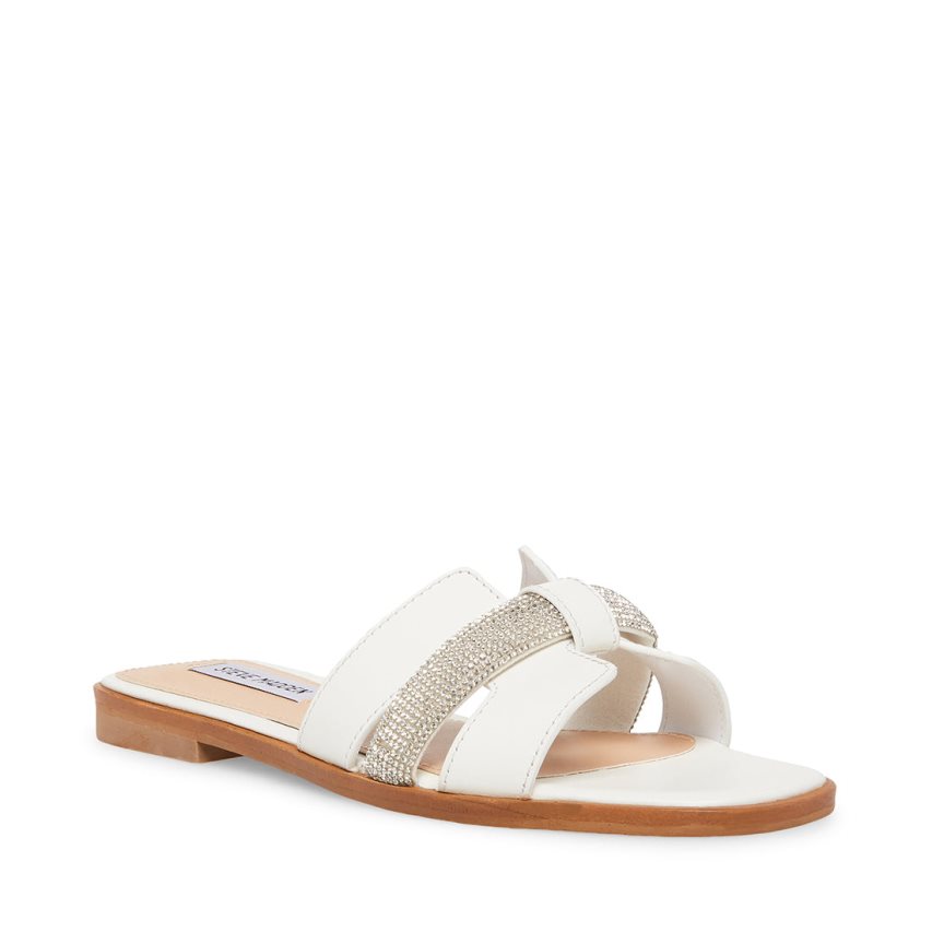 Steve Madden Holli Lær Badesandaler Dame Hvite | IGZCR2198