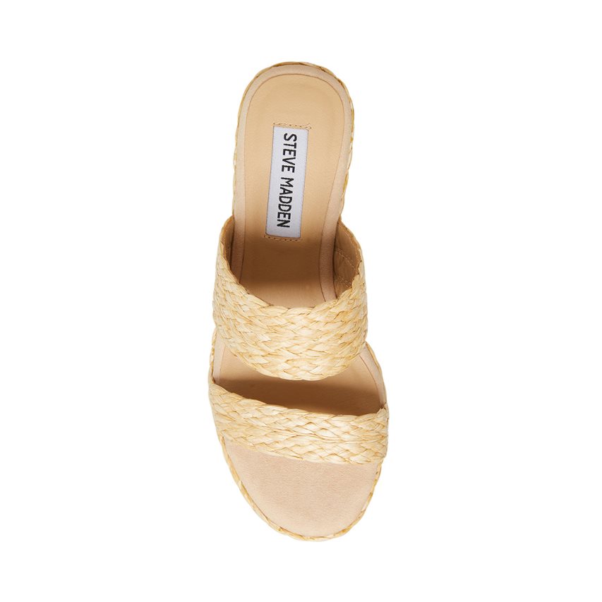 Steve Madden Jane Natural Raffia Wedge Dame Beige | YADEN8506