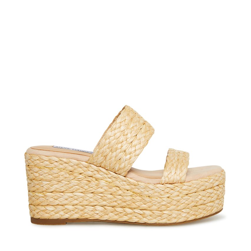 Steve Madden Jane Natural Raffia Wedge Dame Beige | YADEN8506