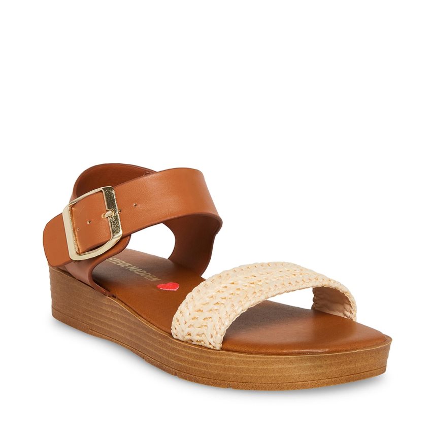 Steve Madden Jdestind Raffia Platåsandaler Barn Brune | SCWFG2740